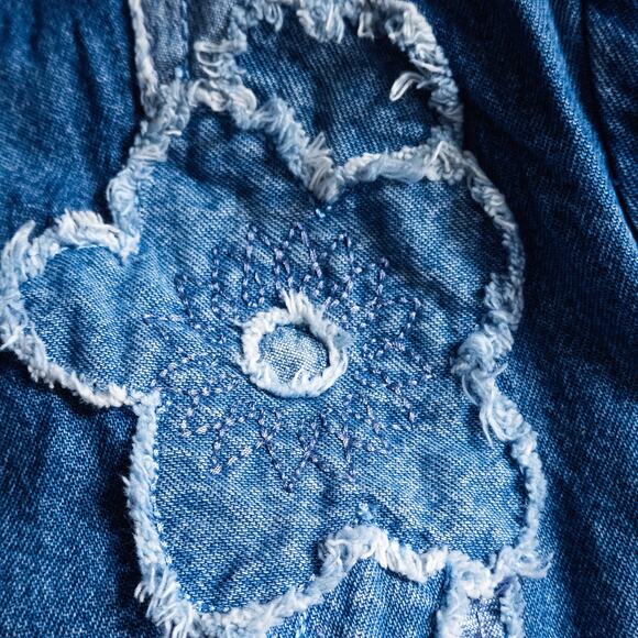 Hearts of Palm Women’s Denim Jacket Boho Charm Cottagecore Floral Applique Sz 14 - Picture 7 of 9